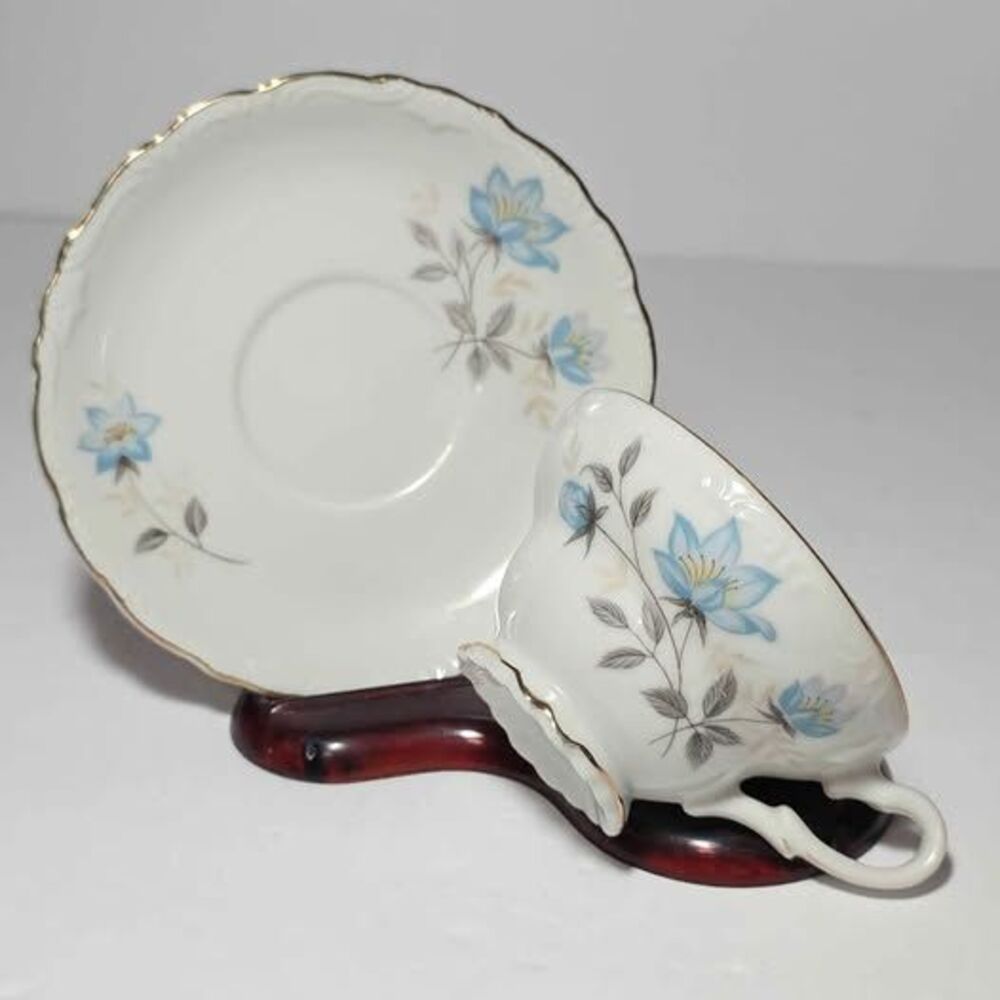 Blue Flowers Teacup and Saucer Vintage Japan